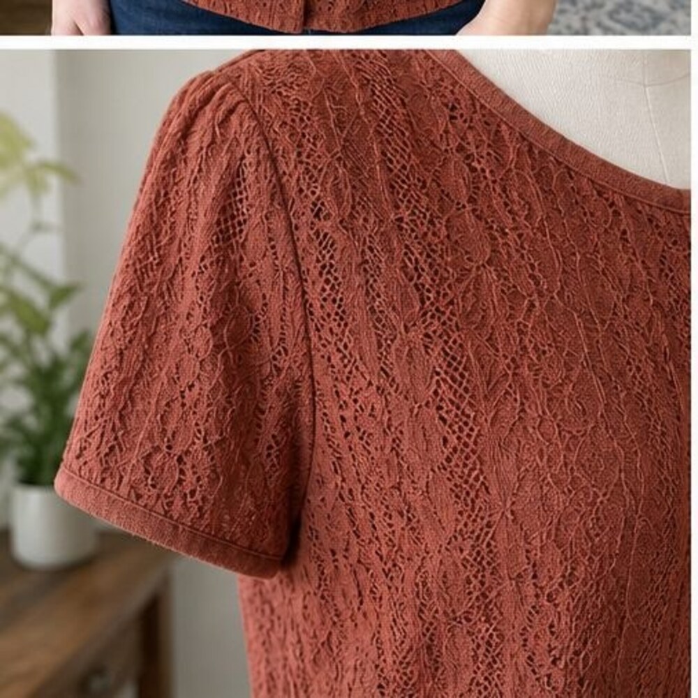 Rust Button Blouse - Picture 5 of 6